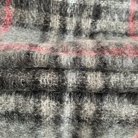 John Hanly Vintage Mohair Wool Blend Grey Check Scarf, Designed in Ireland - Picture 4 of 15